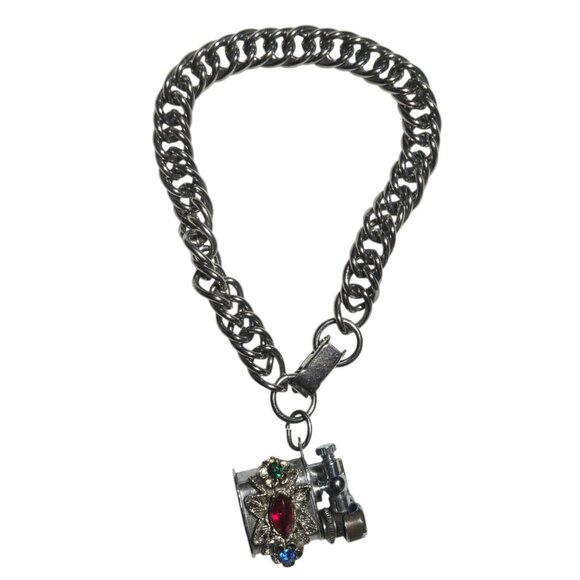 Vintage Bracelet Miniature Lighter Charm With Jeweled Embellishments - Picture 16 of 16
